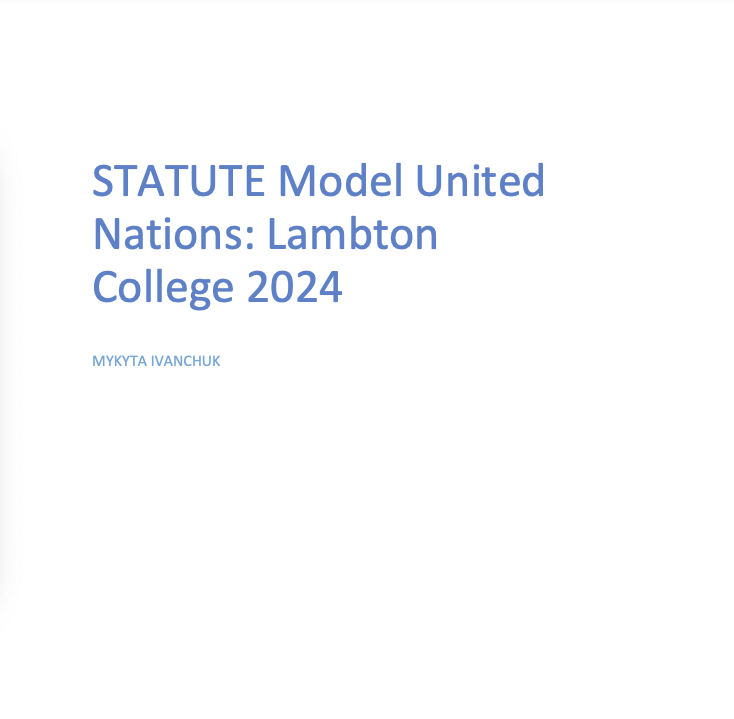 STATUTE Model United Nations: Lambton College